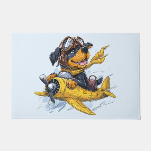 Paillasson Rottweiler Dog Avion Pilote (Devant)