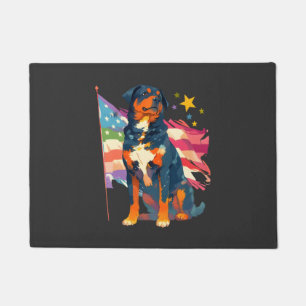 Paillasson Rottweiler patriotique avec art de drapeau américa