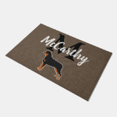 Paillasson Rottweiler Rottie Rustique Monogramme personnalisé (Incliné)