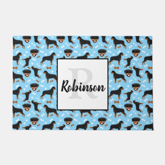 Paillasson Rottweilers Rotties Chien l Monogramme Nom      (Devant)