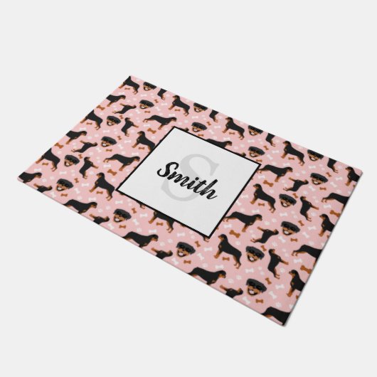 Paillasson Rottweilers Rotties Chien l Monogramme Nom (Incliné)