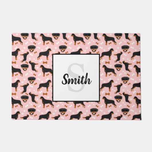 Paillasson Rottweilers Rotties Chien l Monogramme Nom (Devant)