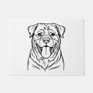 Paillasson Rotweiler Chien Line Art - ligne d'art minimaliste