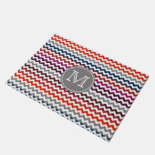 Paillasson Rouge blanc gris Chevron Zigzag Monogramme (Incliné)