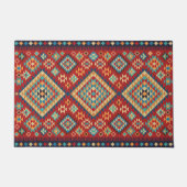 Paillasson Rouge bleu Turquoise orange jaune oriental Kilim (Devant)
