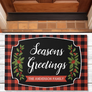 Paillasson Rouge Et Noir Noël Plaid Buffalo