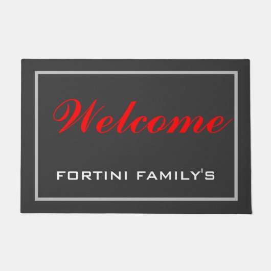 Paillasson Rouge gris moderne minimaliste tendance (Devant)