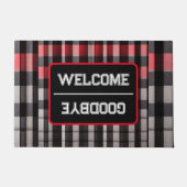 Paillasson Rouge Noir Abstrait Plaid Collection moderne (Devant)
