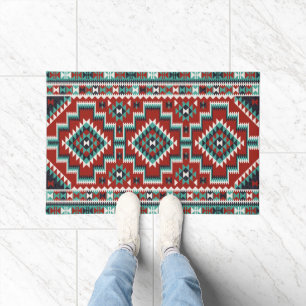Paillasson Rouge Vert noir blanc Oriental Kilim