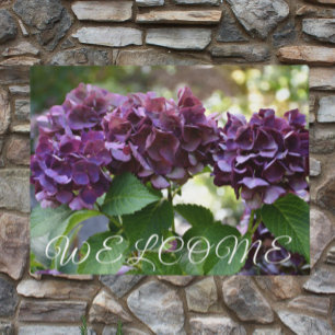 Paillasson Rouge Violet Hydrangea Blooms Floral Bienvenue