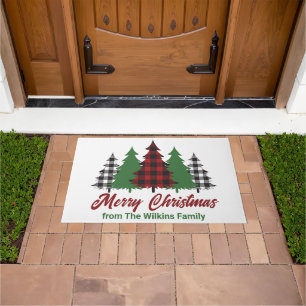 Paillasson Rouges Rustiques Plaid Joyeux Arbres de Noël Perso
