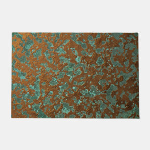 Paillasson Rouille turquoise chinée par patine de cuivre de