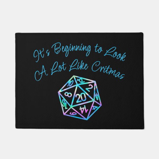 Paillasson RPG Critmas | Holo Retro Tabletop Role Player Dice (Devant)