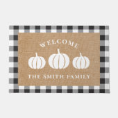 Paillasson Russe Citrouilles blancs Nom de famille Bienvenue (Devant)