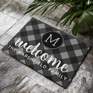 Paillasson Russe gris et noir Buffalo Plaid Accueil de la fam