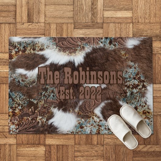 Paillasson Russe Ouest Cowboy Cuir Brown