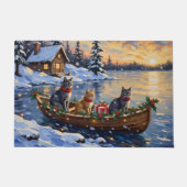 Paillasson Russian Blue Cat Christmas Boat Holiday (Devant)