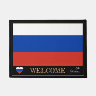 Paillasson Russie et Russie Drapeau de matelas/sport Bienvenu