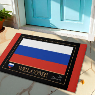 Paillasson Russie & Russe Flag house mats, sport Bienvenue