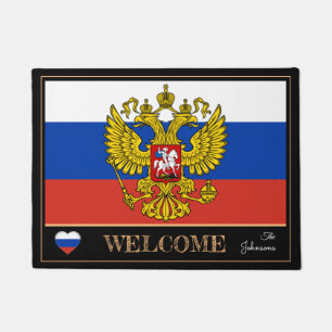 Paillasson Russie & Russie Drapeau maison mats / sports Bienv