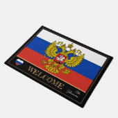 Paillasson Russie & Russie Drapeau maison mats / sports Bienv (Incliné)