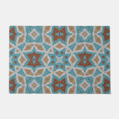 Paillasson Rust Terracotta Brown Turquoise Blue Tribal Art (Devant)