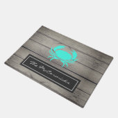 Paillasson Rustic Beach House Turquoise Crabe bleu Famille Mo (Incliné)