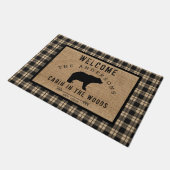 Paillasson Rustic Bear Bienvenue Cabine dans les bois Nom de  (Incliné)