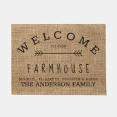 Paillasson Rustic Burlap Pays Bienvenue dans notre ferme (Devant)