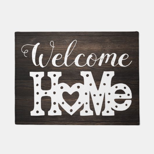 Paillasson Rustic Chic "Welcome Home" Effet Bois (Devant)
