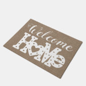 Paillasson Rustic Chic "Welcome Home" Effet Burlap (Incliné)