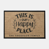 Paillasson Rustic Country Burlap C'est notre endroit heureux (Devant)