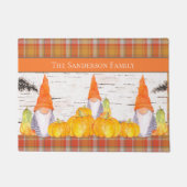 Paillasson Rustic Fall Gnome orange plaid citrouille (Devant)