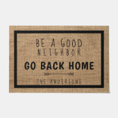 Paillasson Rustic Funny Farmhouse Burlap Soyez un bon voisin (Devant)