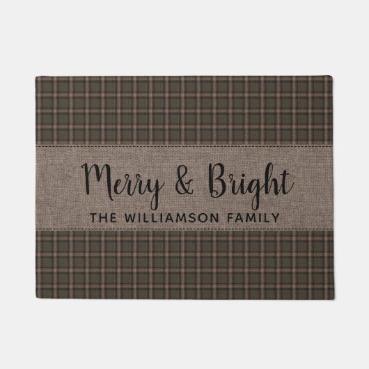 Paillasson Rustic Merry et Bright Homespun Nom de famille (Devant)