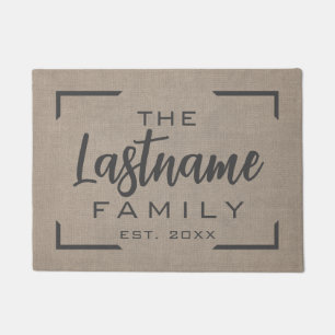Paillasson Rustic Modern Burlap - Bienheureux Script Bienvenu
