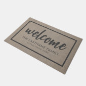 Paillasson Rustic Modern Burlap - Bienheureux Script Bienvenu (Incliné)