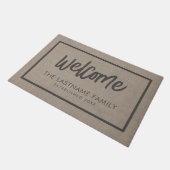 Paillasson Rustic Modern Burlap - Script Welcome (Incliné)