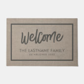 Paillasson Rustic Modern Burlap - Script Welcome (Devant)