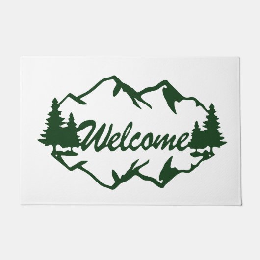 Paillasson Rustic Mountain & Pine Tree Forest Welcome Doormat (Devant)