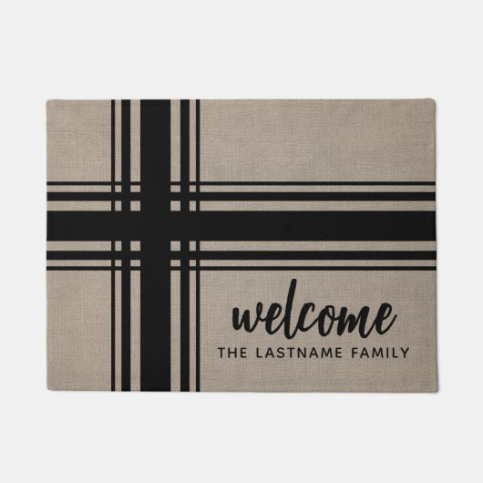 Paillasson Rustic Plaid stripes Custom (Devant)