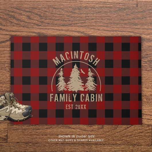 Paillasson Rustic Red Buffalo Plaid Forest Woods Personnalisé