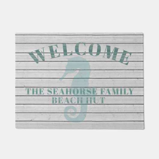 Paillasson Rustic Whitewashed Seahorse Beach Hut Doormat (Devant)
