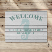 Paillasson Rustic Whitewashed Seahorse Beach Hut Doormat