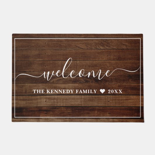 Paillasson Rustic Wood Family Name Personalized  Welcome (Devant)
