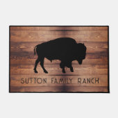 Paillasson Rustic Wood Nom de famille Bison Silhouette (Devant)
