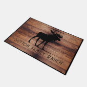 Paillasson Rustic Wood Nom de famille Moose Silhouette (Incliné)