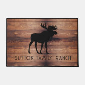 Paillasson Rustic Wood Nom de famille Moose Silhouette (Devant)
