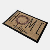Paillasson Rustic Wreath Faux Burlap Home Family Nom Doormat (Incliné)