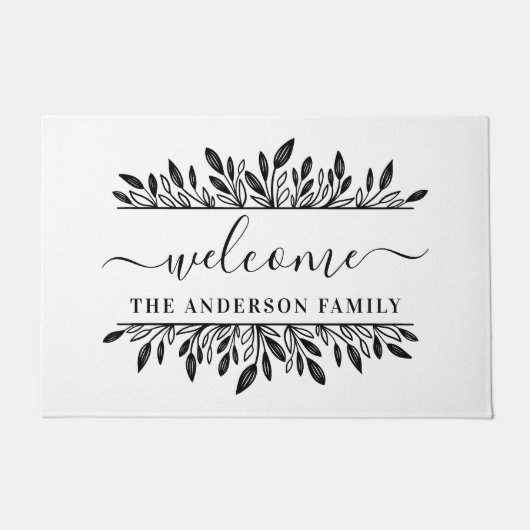 Paillasson Rustique Botanique Nom de famille personnalisé Acc (Devant)